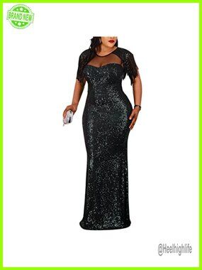 Sexy Sequin Tassel Mesh Party Cocktail Bodycon Maxi Dress